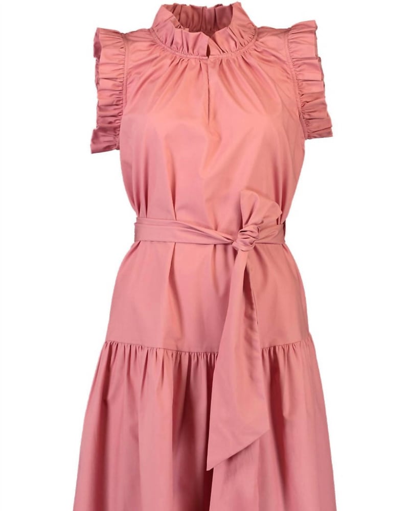 Front of a model wearing a size LARGE Bardot Dress In Dusty Rose in Dusty Rose by CHRISTY LYNN. | dia_product_style_image_id:346614